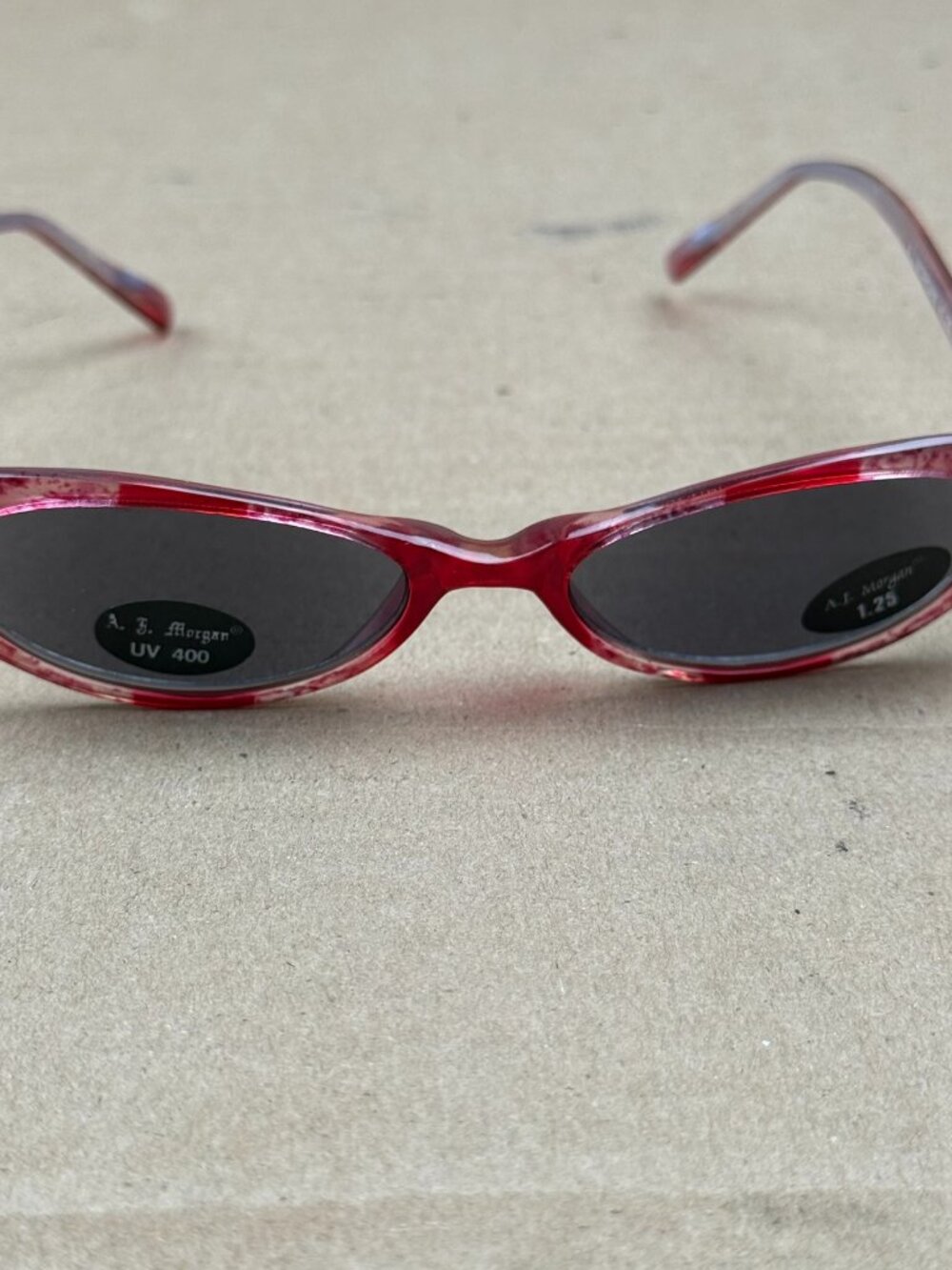 A.J. Morgan +1.25 Red Patterned Oval Reading Glasses UV 400
